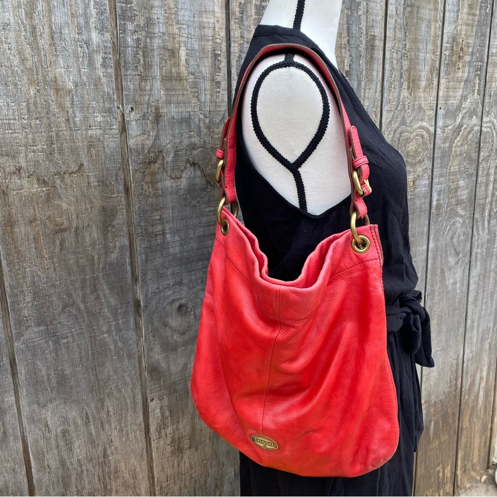 Vintage Fossil Red Hobo / Crossbody Bag